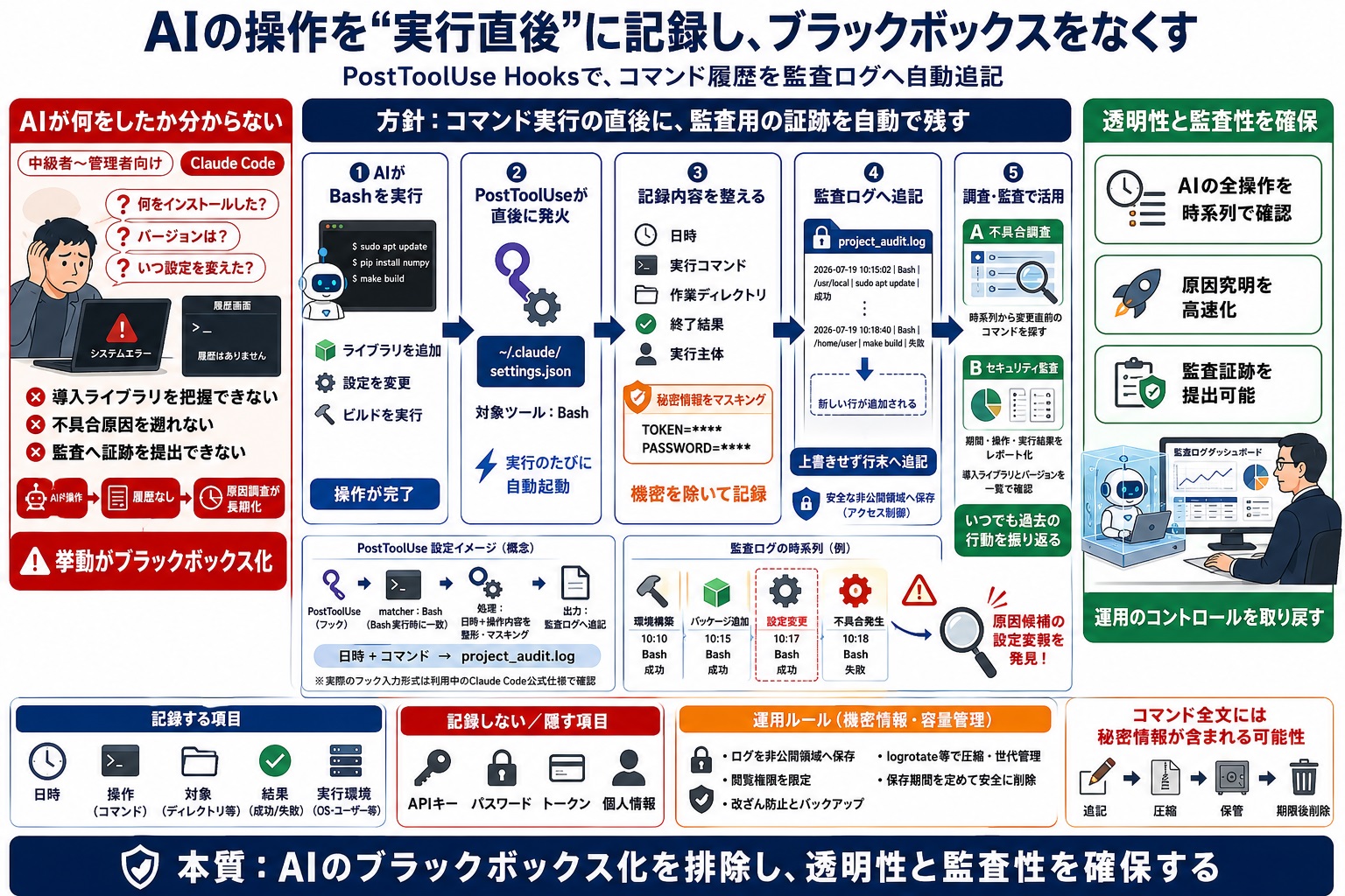 AIエージェントがバックグラウンドでどのような操作を行ったか追跡できない