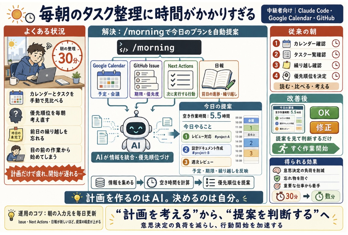 毎朝のタスク整理に時間がかかりすぎる