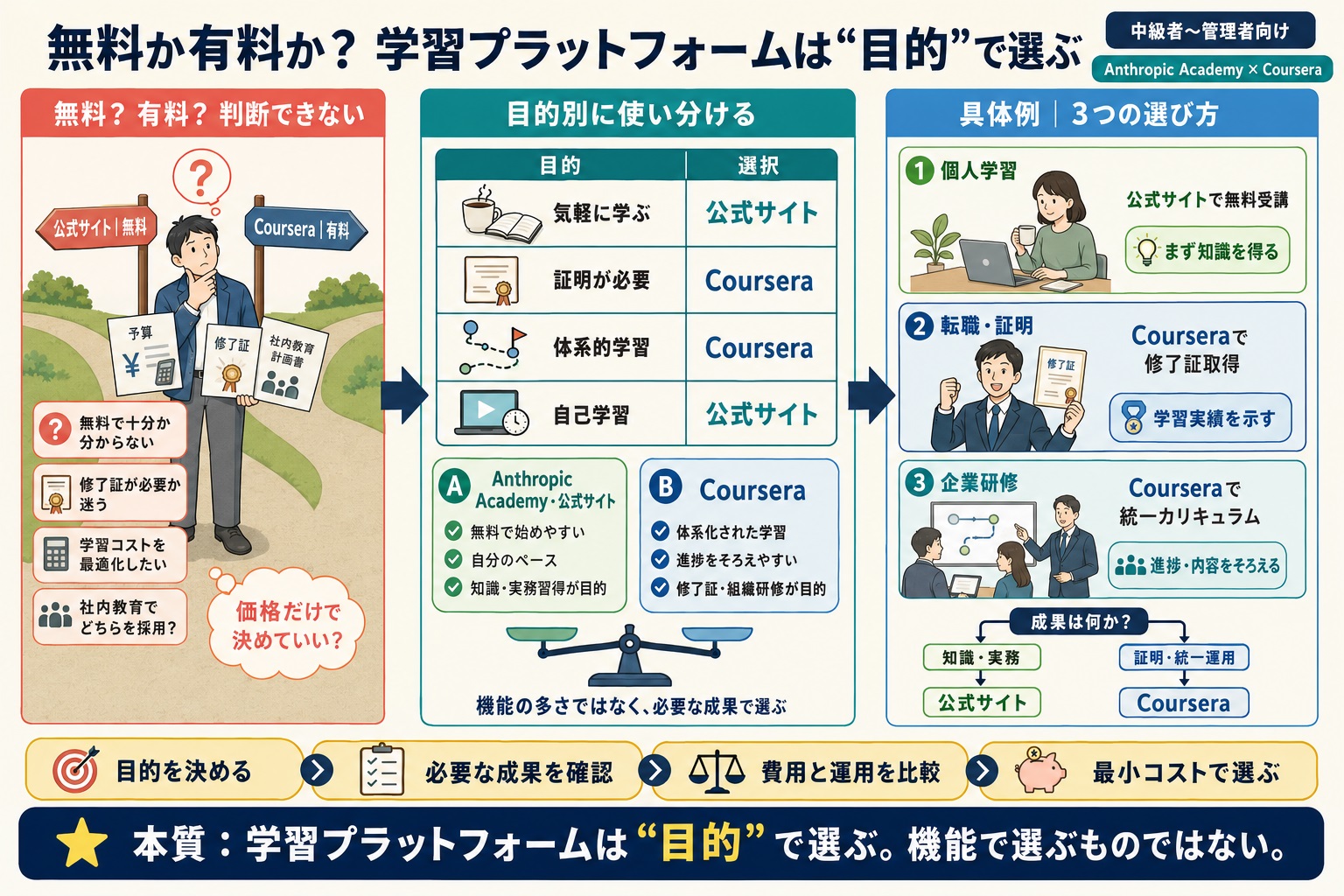 無料と有料の学習プラットフォームの使い分けが分からない