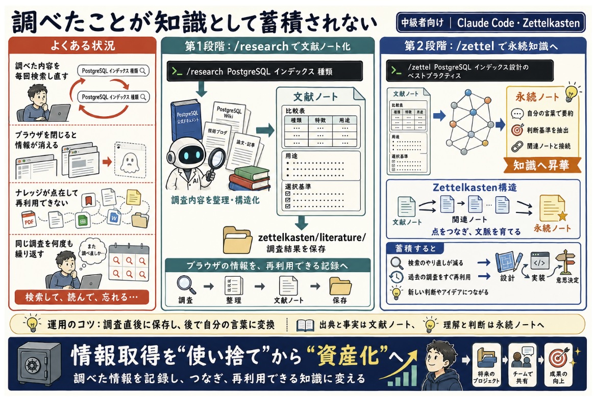 調べたことが知識として蓄積されない